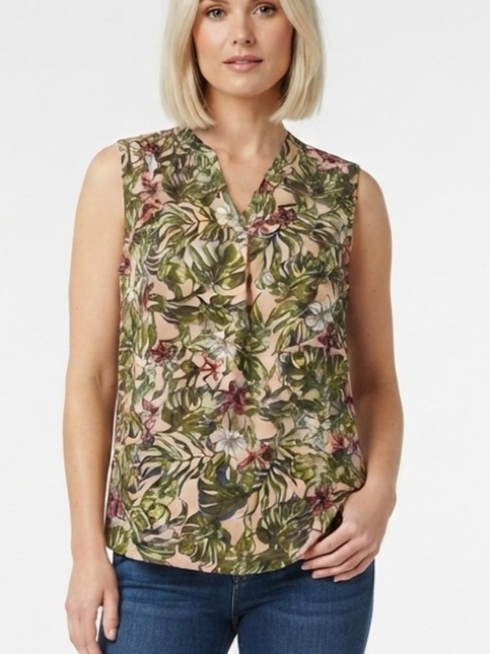 Junarose Tropical Floral Sleeveless Blouse Size 24